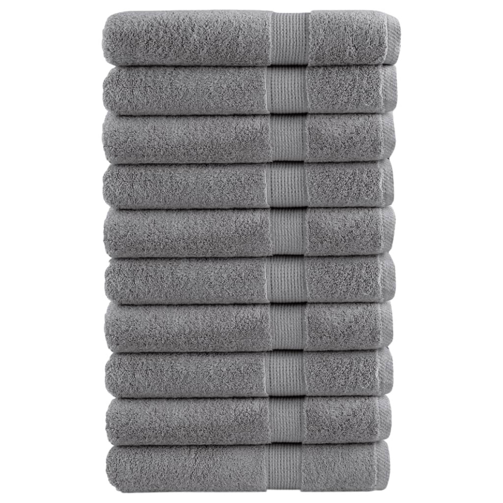 Vidaxl (Grey, 100 X 200 Cm/ 10 Pcs) Premium Sauna Towels Guest Bath Towel 10 Pcs Grey 600Gsm 100% Cotton