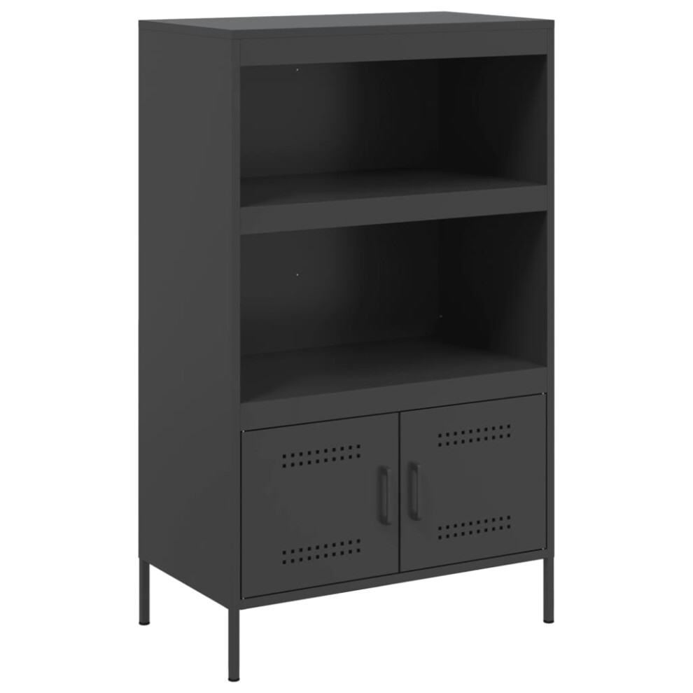 (black) vidaXL Highboard Sideboard Storage Side Cabinet Home Storage Cupboard Steel