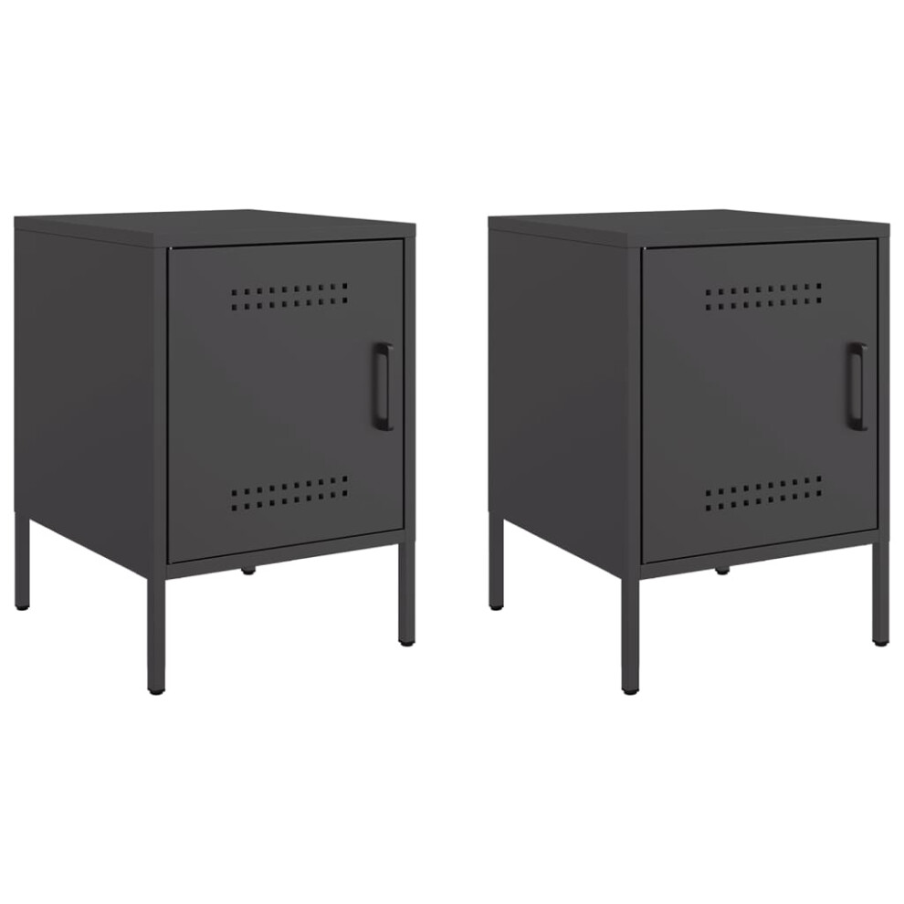 (black, 2 pcs) vidaXL Bedside Cabinet Bedroom Nightstand Bed Side Table Bed Cabinet Steel