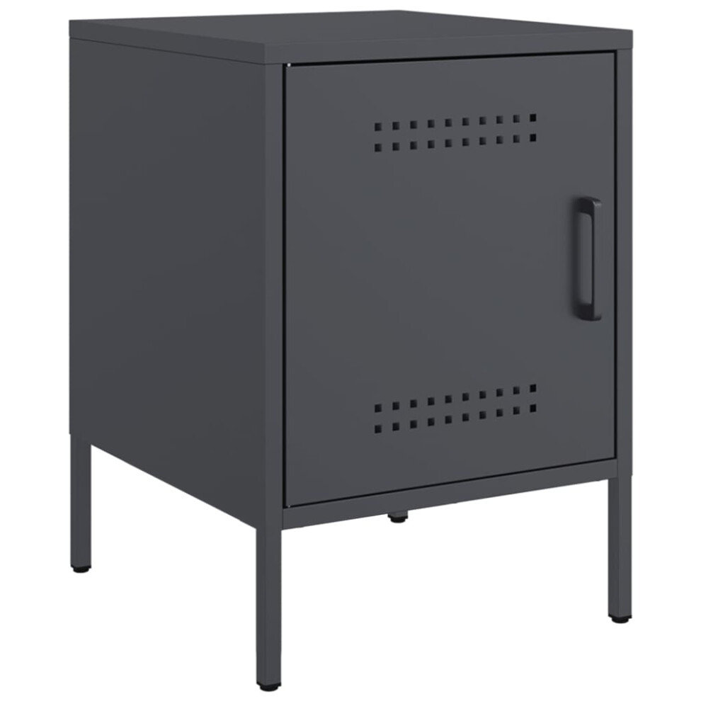 (anthracite, 1 pcs) vidaXL Bedside Cabinet Bedroom Nightstand Bed Side Table Bed Cabinet Steel