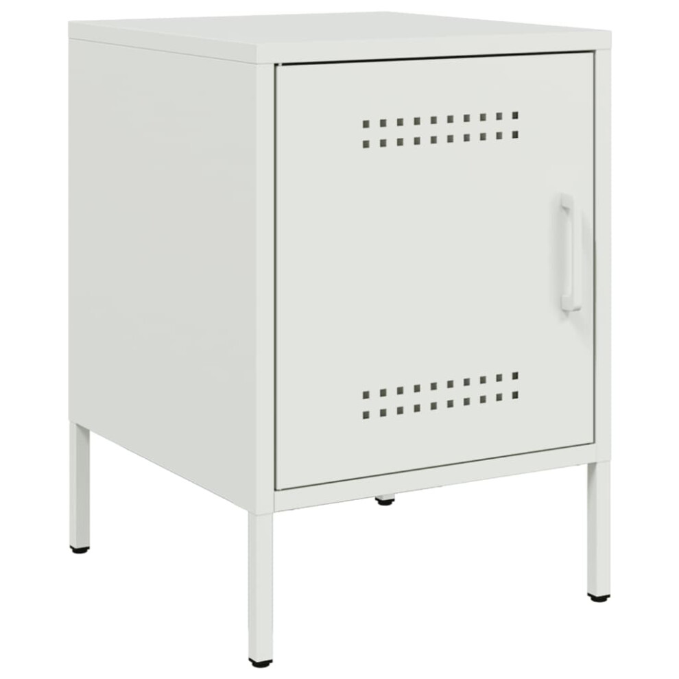 Vidaxl (White, 1 Pcs) Bedside Cabinet Bedroom Nightstand Bed Side Table Bed Cabinet Steel
