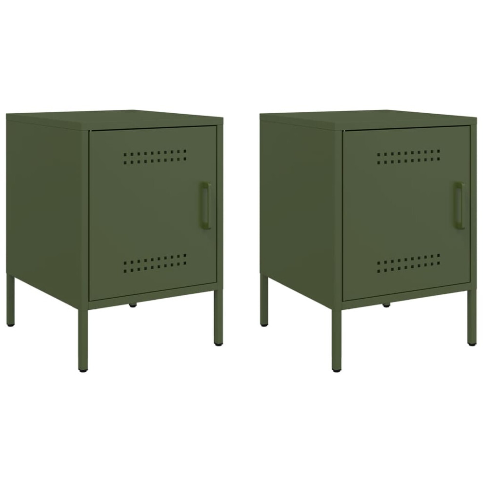 (green, 2 pcs) vidaXL Bedside Cabinet Bedroom Nightstand Bed Side Table Bed Cabinet Steel