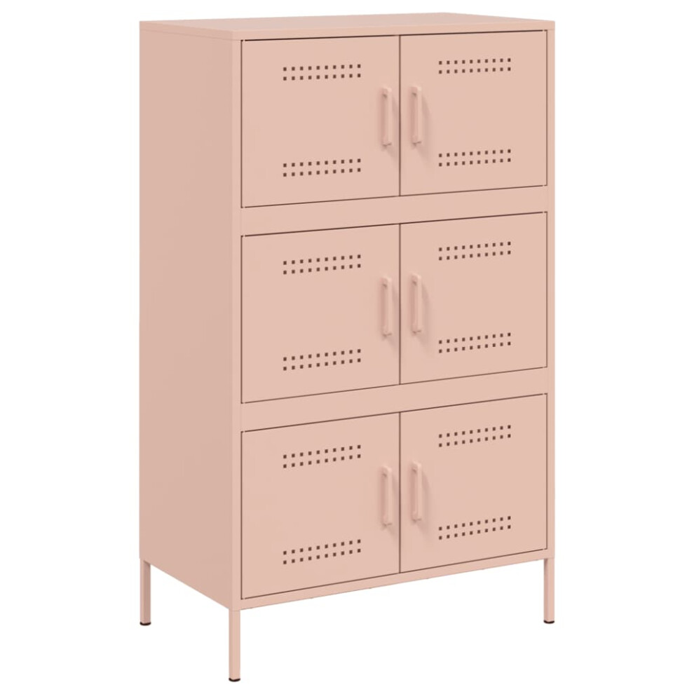 (pink) vidaXL Highboard Sideboard Side Cabinet Home Storage Cupboard White Steel