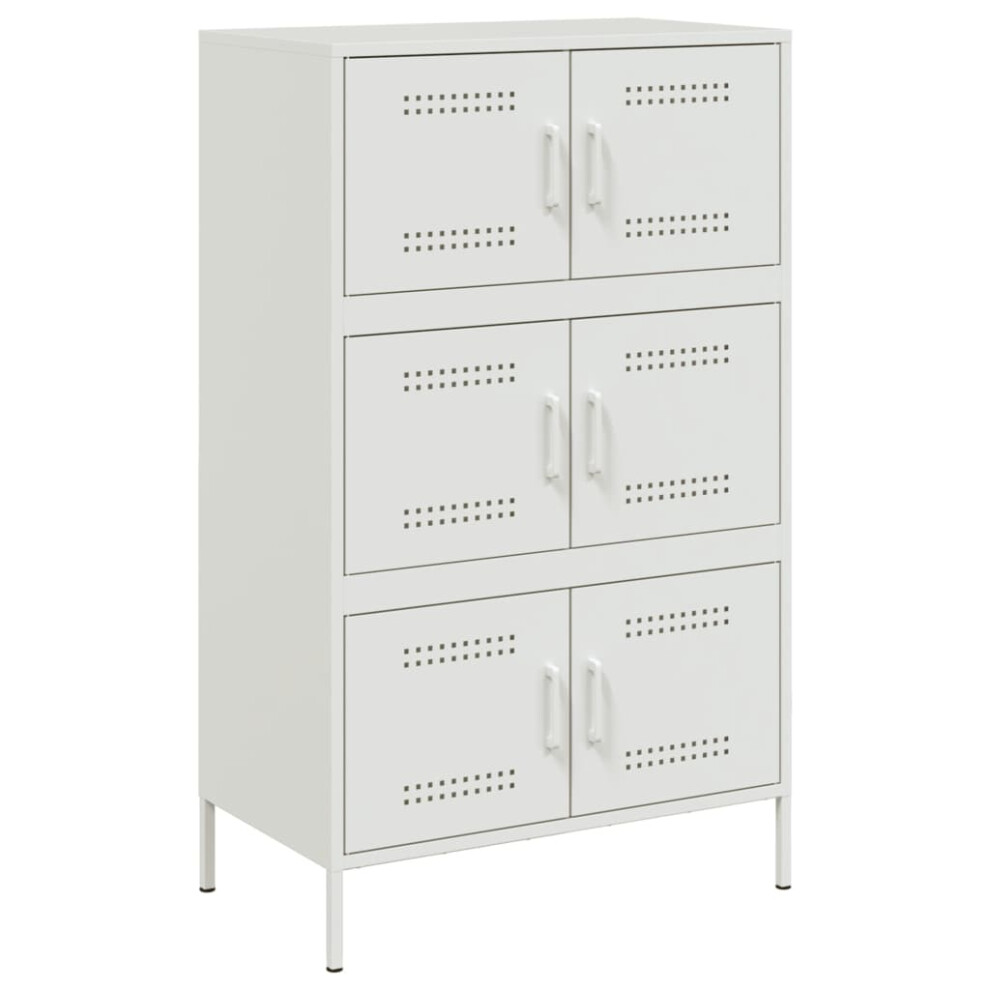 Vidaxl (White) Highboard Sideboard Side Cabinet Home Storage Cupboard White Steel