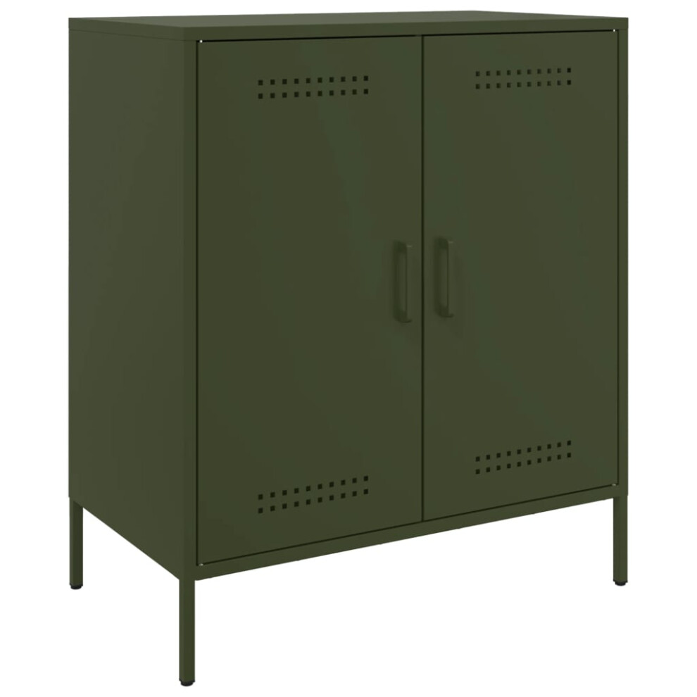 (green) vidaXL Sideboard Side Cupboard Cabinet Organiser Highboard Olive Green Steel