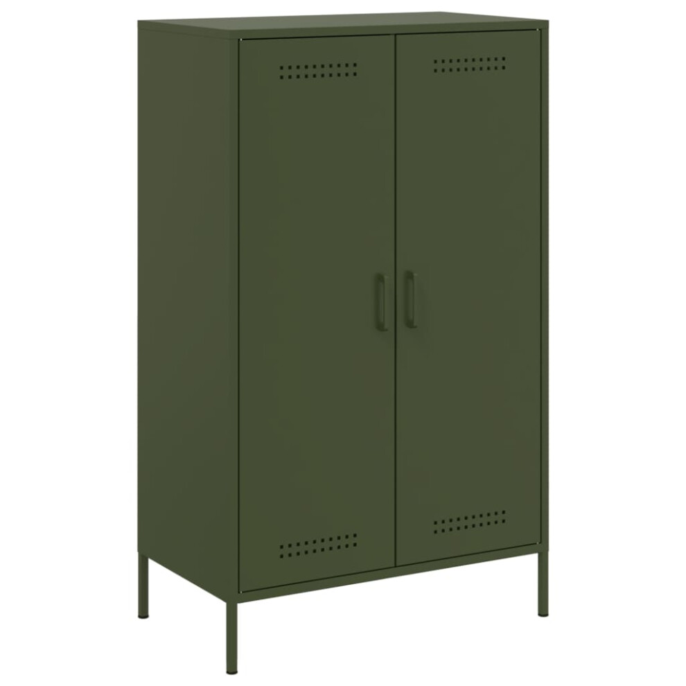 (green) vidaXL Highboard Sideboard Cabinet Home Storage Cupboard Olive Green Steel