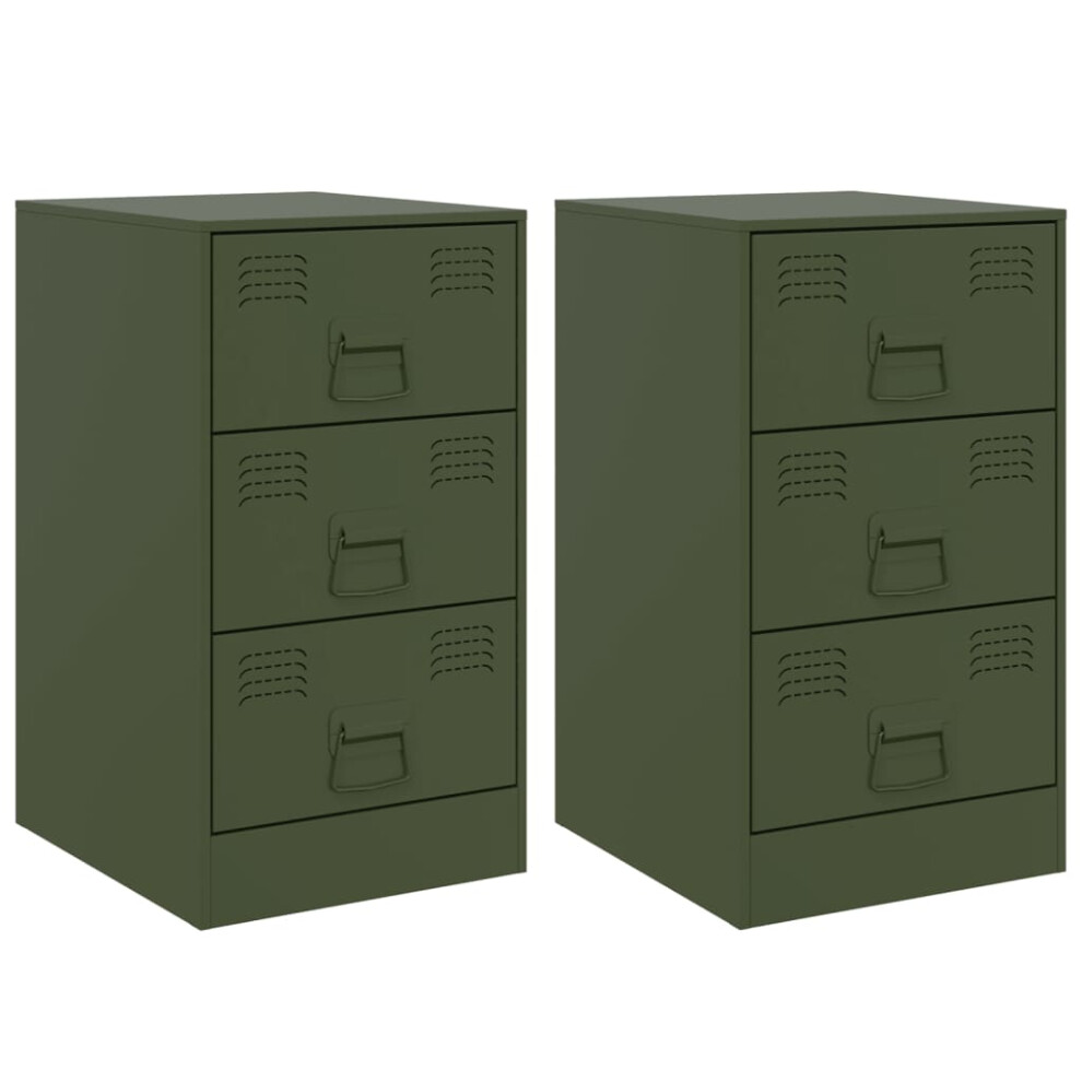 (olive green, 2 pcs) vidaXL Bedside Cabinets Nightstand Bed Side Cabinet 2 pcs Mustard Yellow Steel