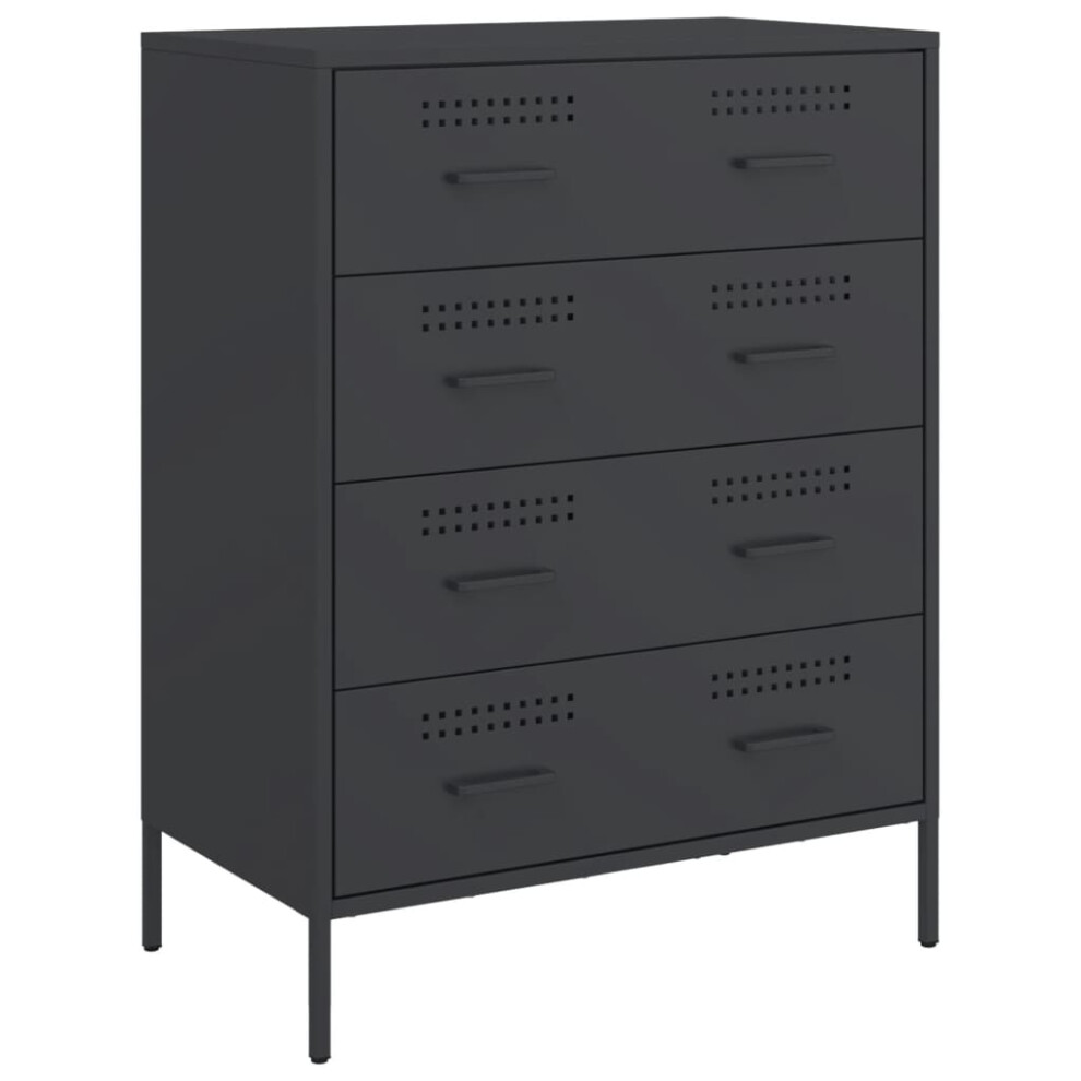 (black) vidaXL Sideboard Storage Cupboard Cabinet Home Organiser Highboard Black Steel