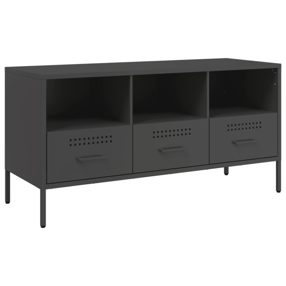 (black) vidaXL TV Cabinet TV Stand TV Unit Hifi Media Cabinet White Cold-rolled Steel