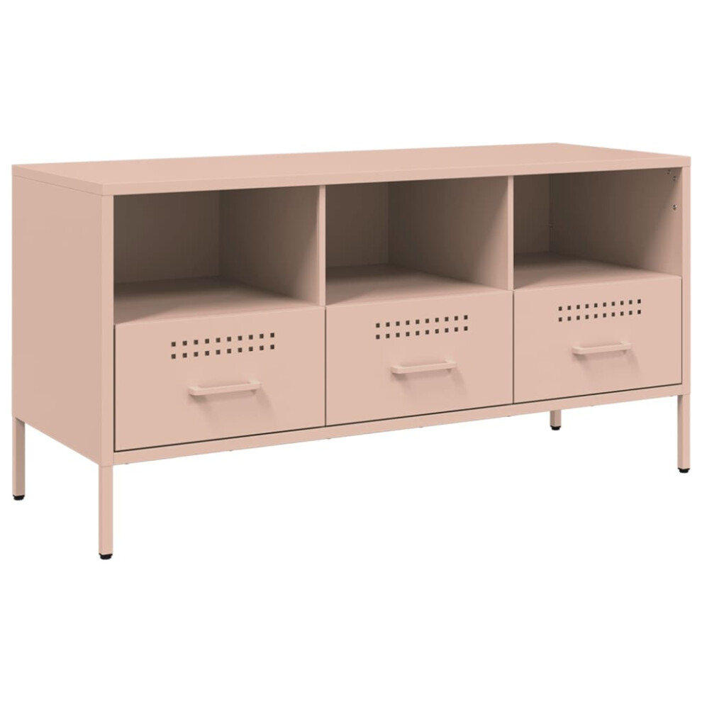 (pink) vidaXL TV Cabinet TV Stand TV Unit Hifi Media Cabinet White Cold-rolled Steel