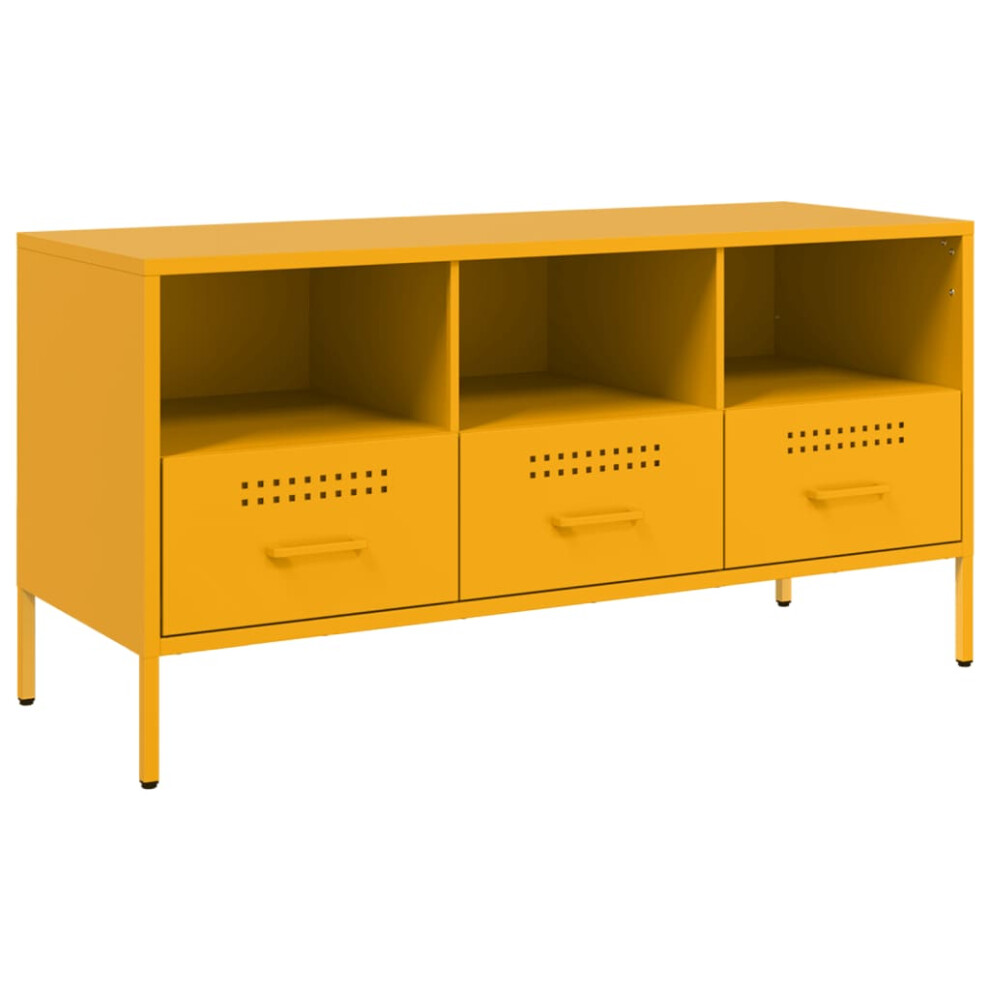 Vidaxl (Yellow) Tv Cabinet Tv Stand Tv Unit Hifi Media Cabinet White Cold-Rolled Steel
