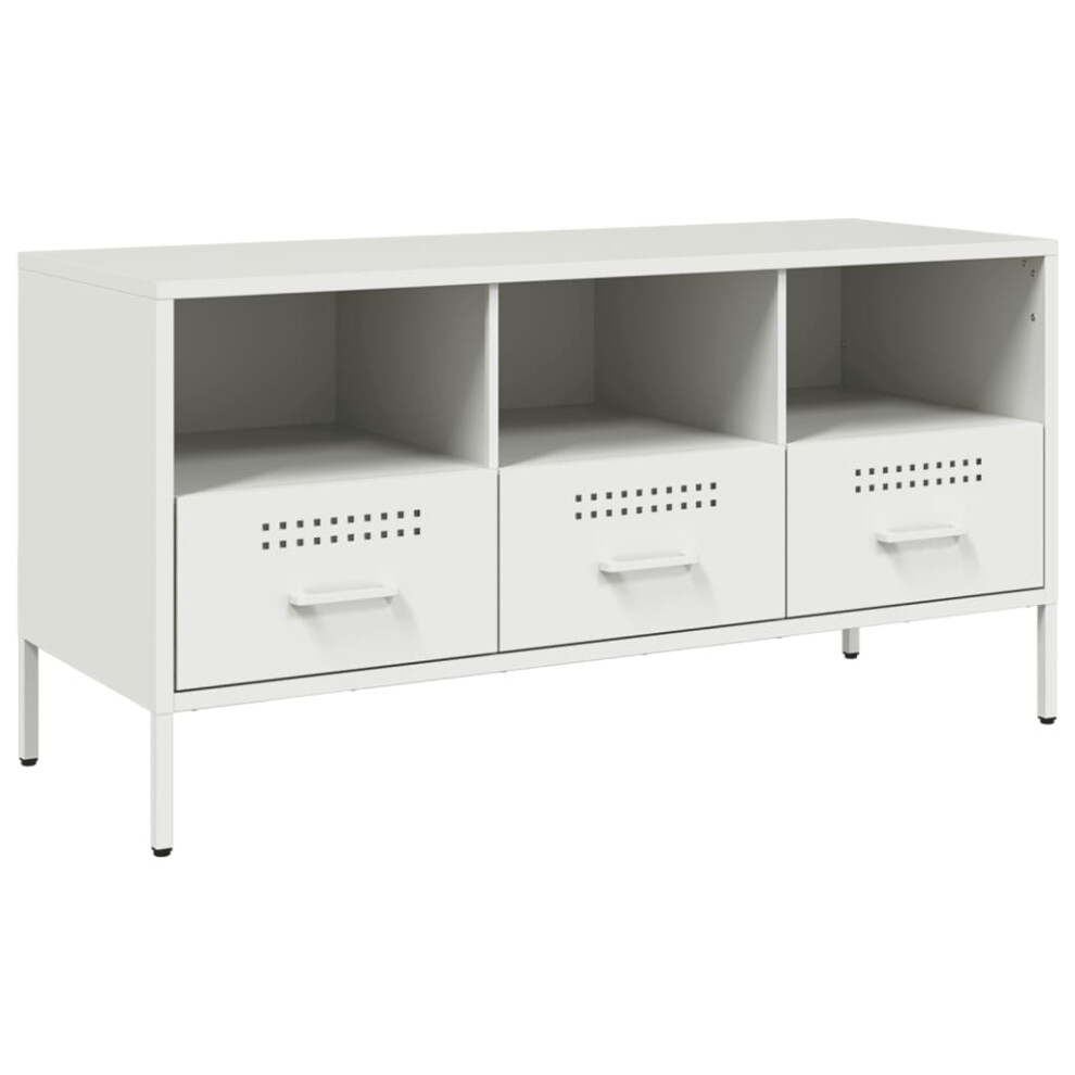 (white) vidaXL TV Cabinet TV Stand TV Unit Hifi Media Cabinet White Cold-rolled Steel