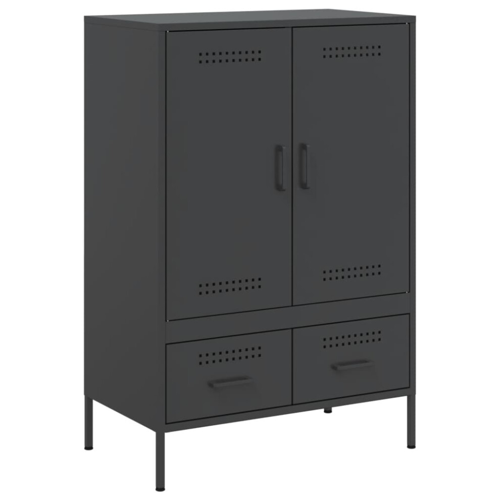 (black) vidaXL Highboard Sideboard Side Cabinet Storage Cupboard Cold-rolled Steel