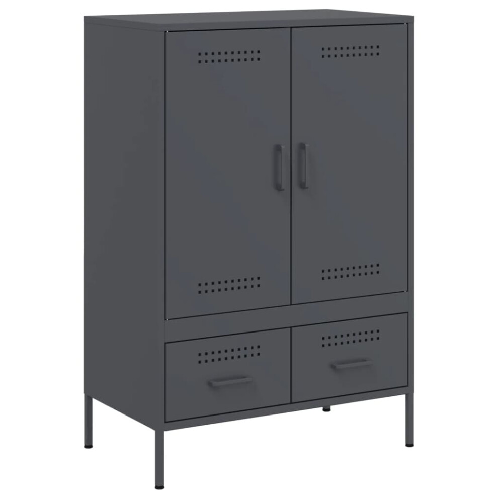 VIDAXL Cold-Rolled Steel Highboard - 2 Door 2 Drawer - Grey - 101.5 x 68 x 39cm - Image 2