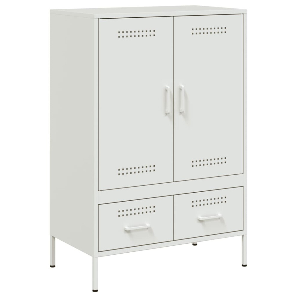 (white) vidaXL Highboard Sideboard Side Cabinet Storage Cupboard Cold-rolled Steel