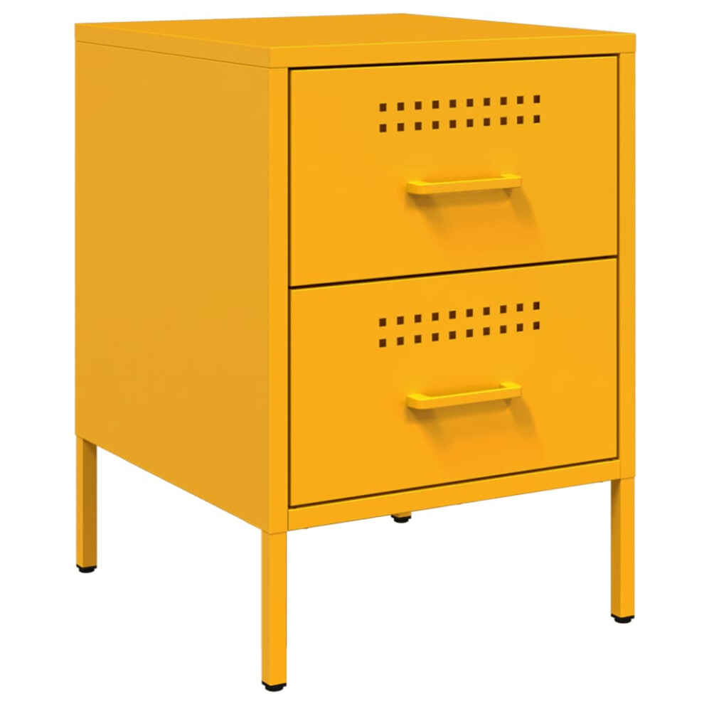 (yellow, 1 pcs) vidaXL Bedside Cabinet Nightstand Bed Table Bed Cabinet Mustard Yellow Steel