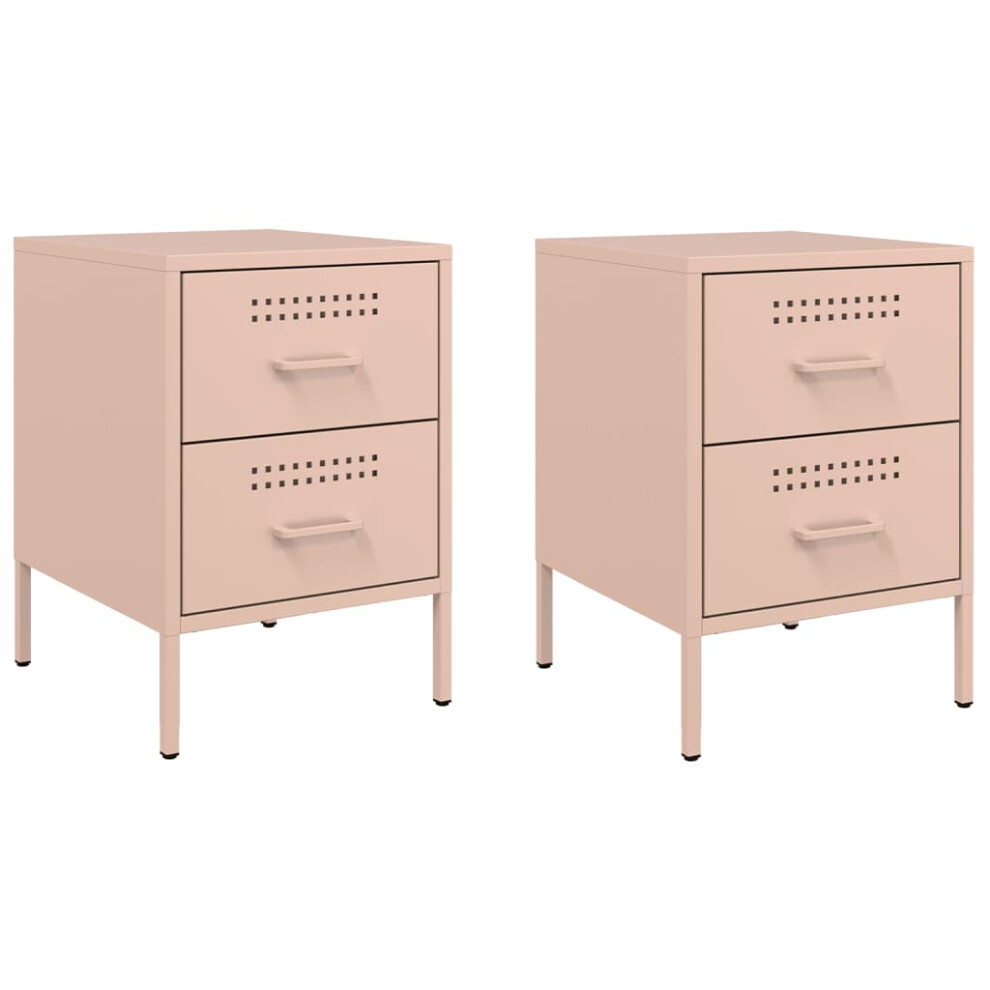 (pink, 2 pcs) vidaXL Bedside Cabinet Nightstand Bed Table Bed Cabinet Mustard Yellow Steel