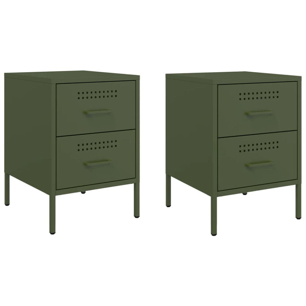 (green, 2 pcs) vidaXL Bedside Cabinet Nightstand Bed Table Bed Cabinet Mustard Yellow Steel