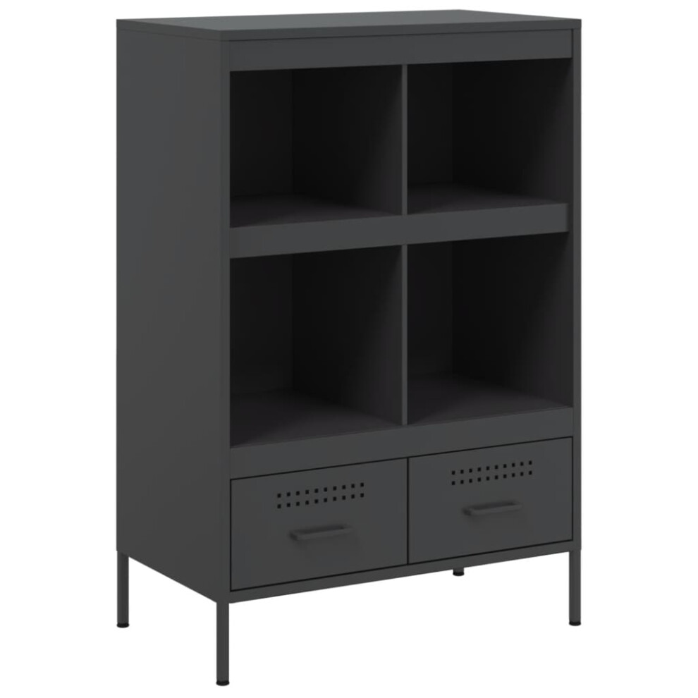 VIDAXL Highboard - 2 Drawers - 4 Open Shelves - Black - Steel - 101.5 x 68 x 39cm - Image 3