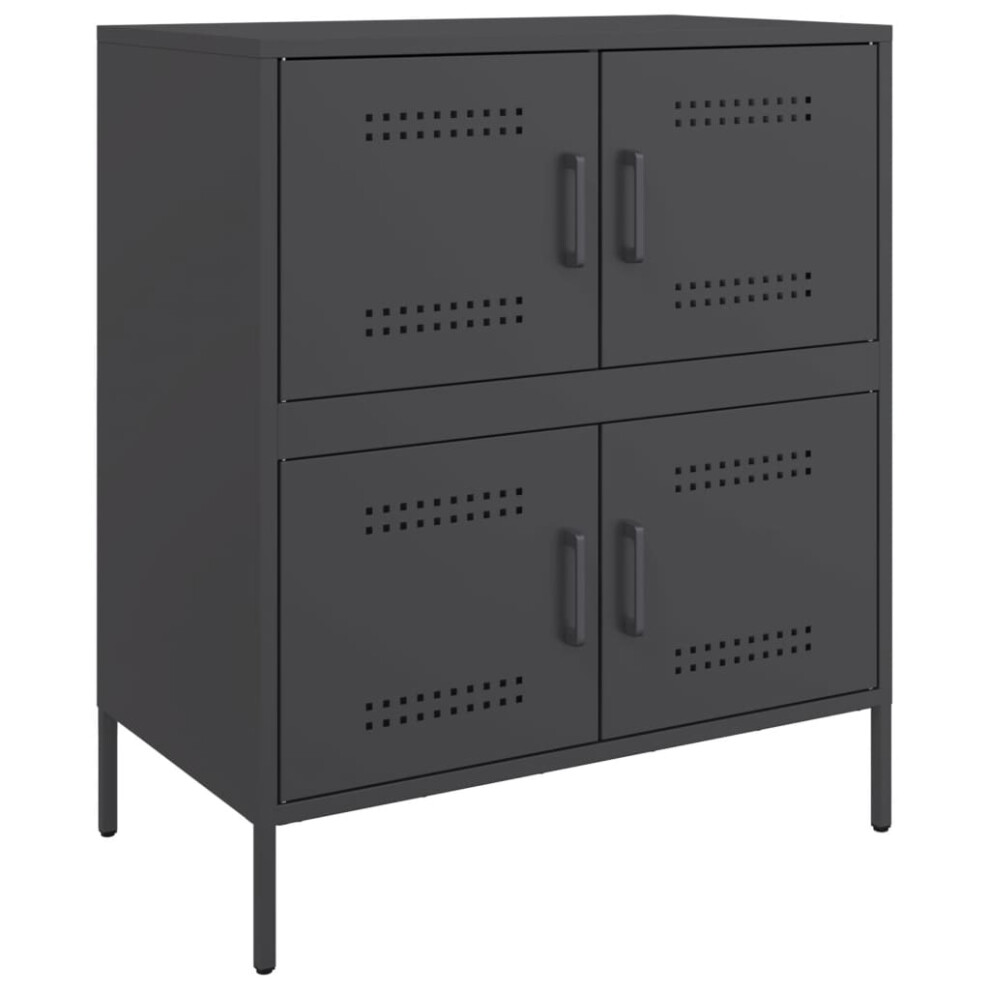 (black) vidaXL Sideboard Storage Cupboard Side Cabinet Home Organiser Highboard Steel