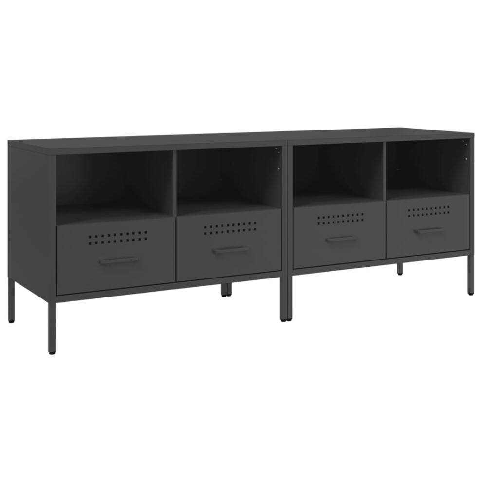 Vidaxl (Black, 2 Pcs) Tv Cabinets Tv Stand Tv Unit Hifi Cabinet 2 Pcs Black Cold-Rolled Steel