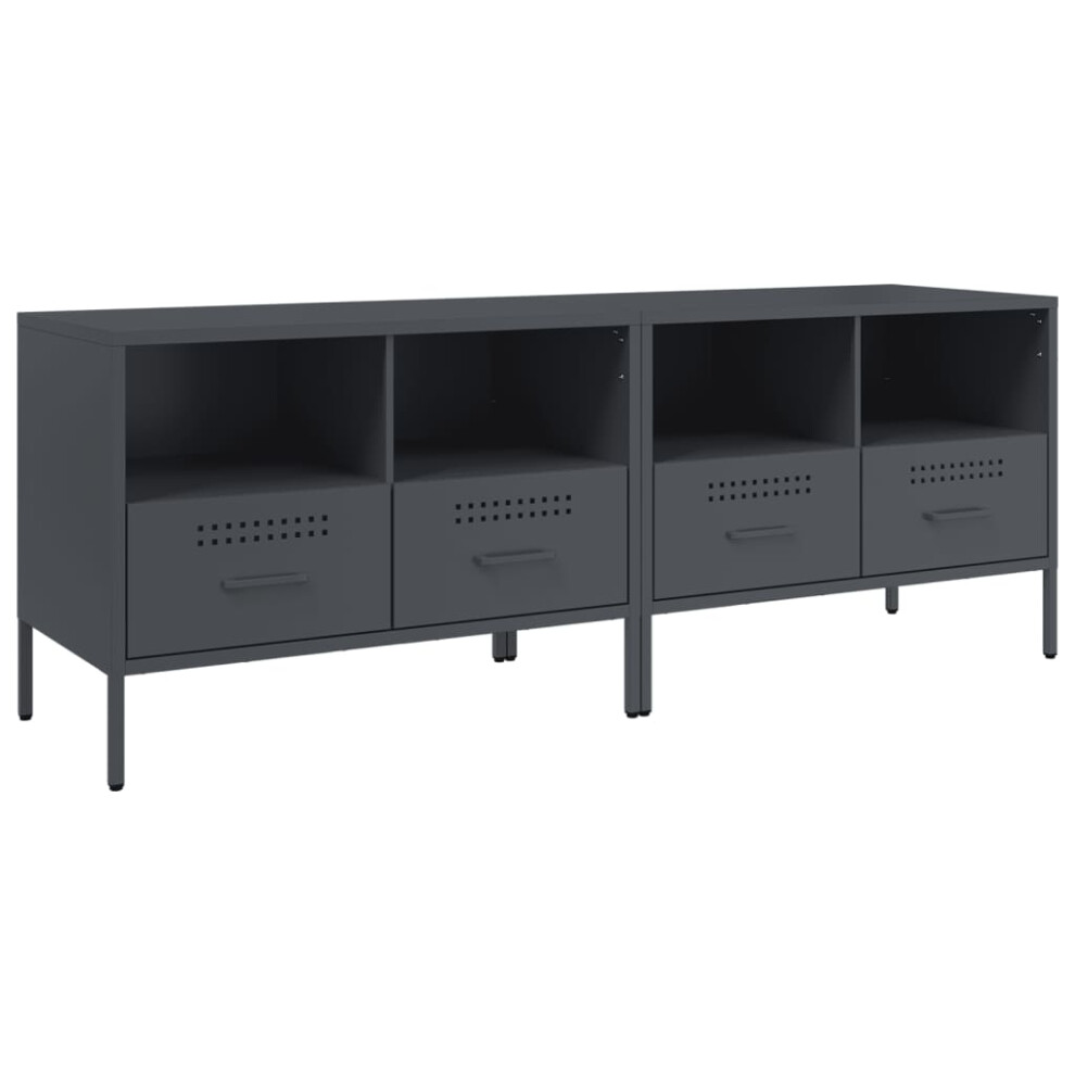 Vidaxl (Anthracite, 2 Pcs) Tv Cabinets Tv Stand Tv Unit Hifi Cabinet 2 Pcs Black Cold-Rolled Steel
