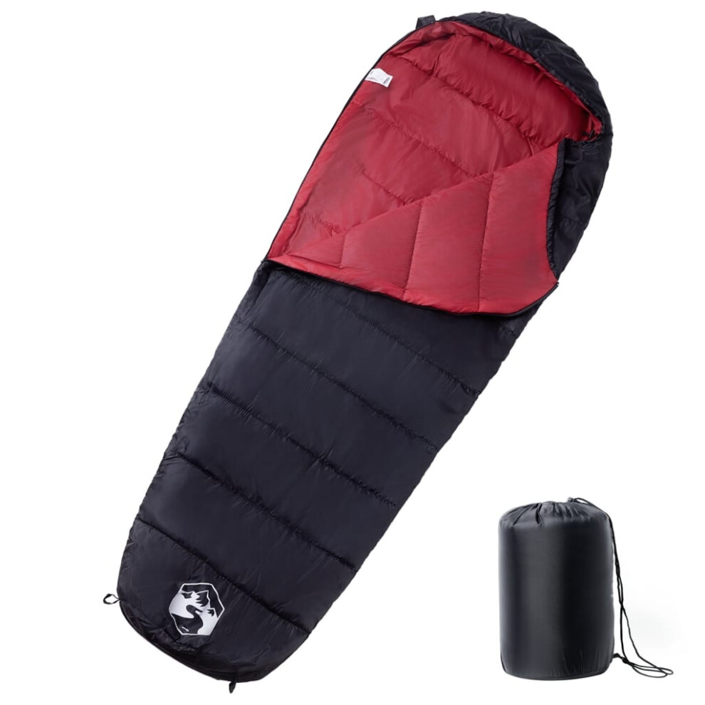 (black and red) vidaXL Mummy Sleeping Bag for Adults Camping Hiking Sleeping Bag 3 Seasons