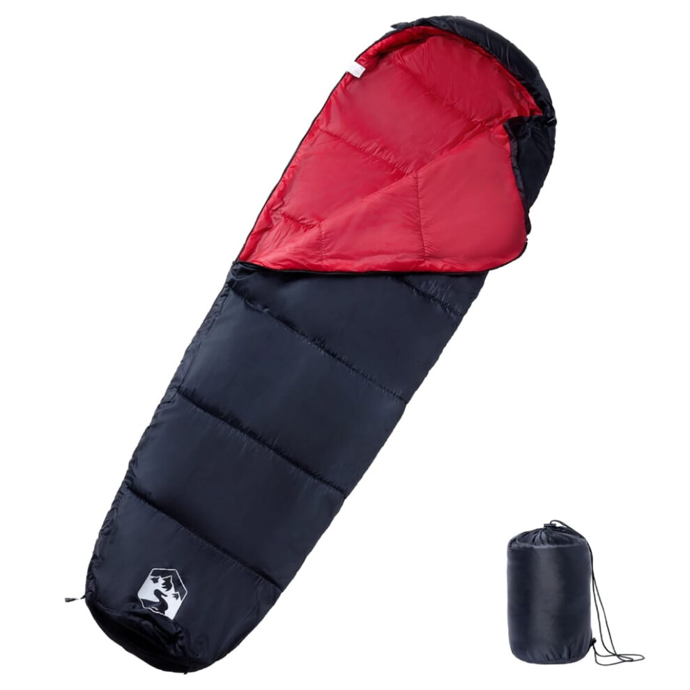 (black and red) vidaXL Mummy Sleeping Bag for Adults Camping Hiking Sleeping Bag 3 Seasons