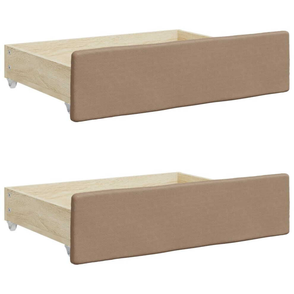 (cappuccino) vidaXL Bed Drawers Storage Unit Bed Box 2 pcs Engineered Wood and Faux Leather