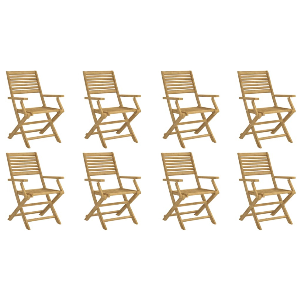 Vidaxl (With Armrest, 8 Pcs) Folding Garden Chairs Outdoor Chair Dining Chair Solid Wood Acacia