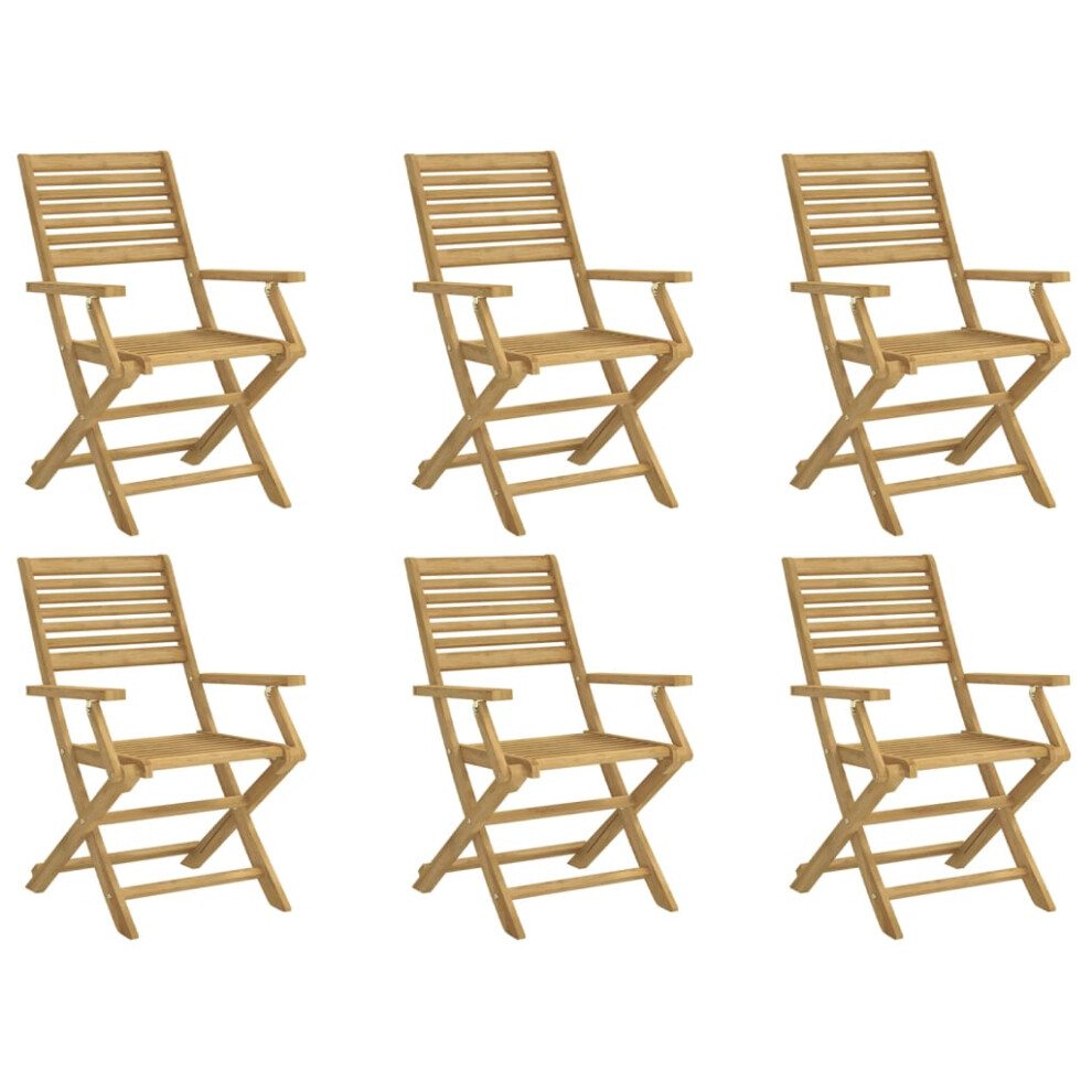 (with armrest, 6 pcs) vidaXL Folding Garden Chairs Outdoor Chair Dining Chair Solid Wood Acacia