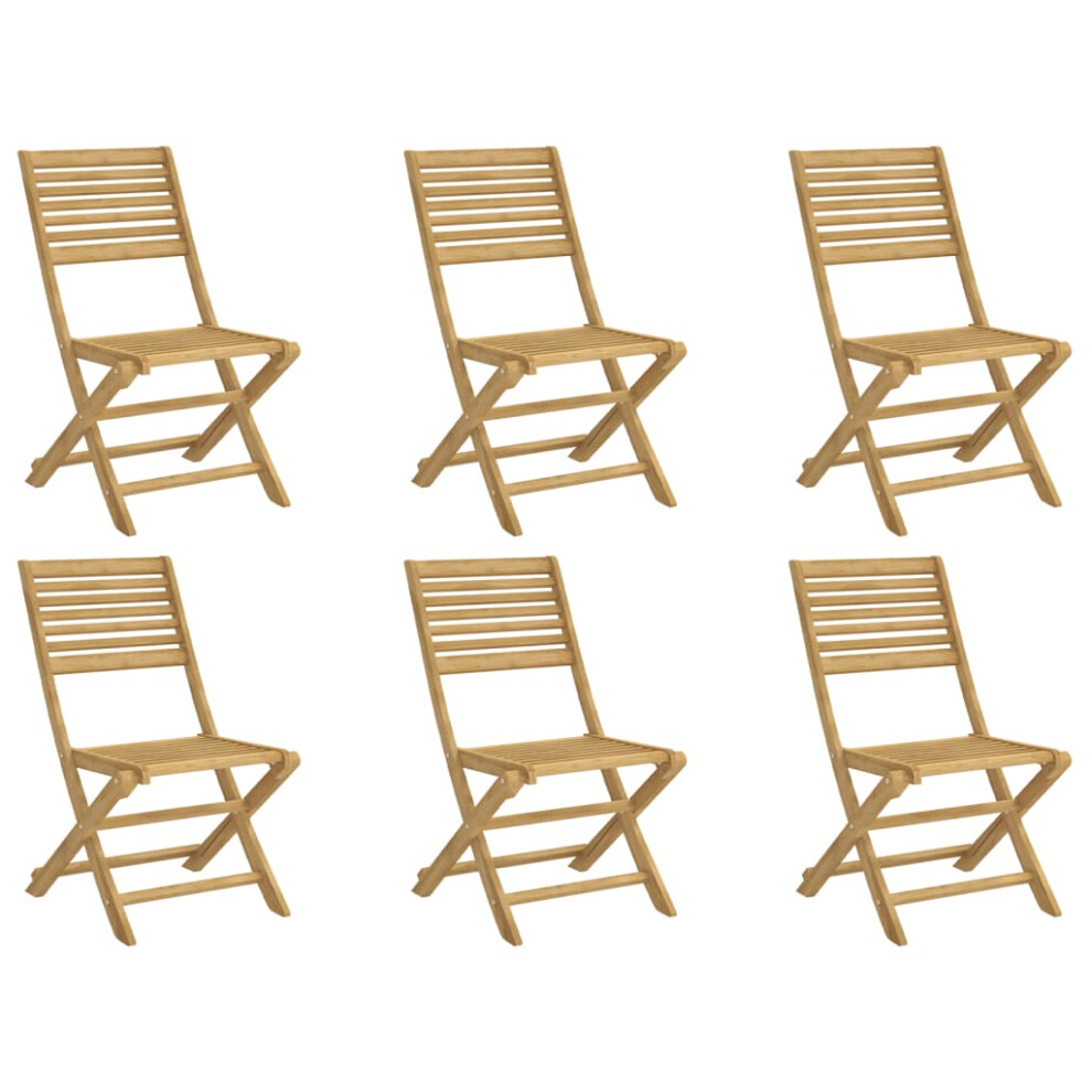Vidaxl (Without Armrest, 6 Pcs) Folding Garden Chairs Outdoor Chair Dining Chair Solid Wood Acacia