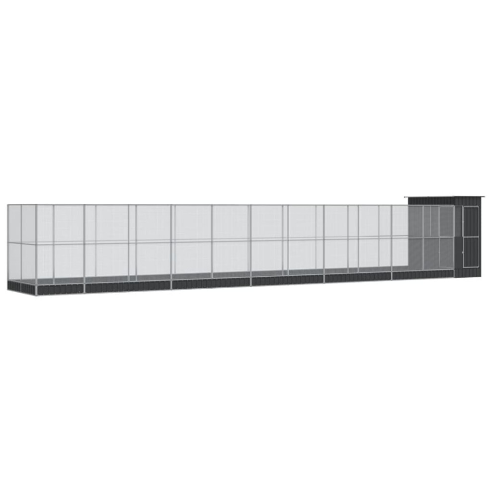Vidaxl (1244 X 203 X 216 Cm) Aviary With Extension Bird Cage Walk In Chicken Run Coop Silver Steel
