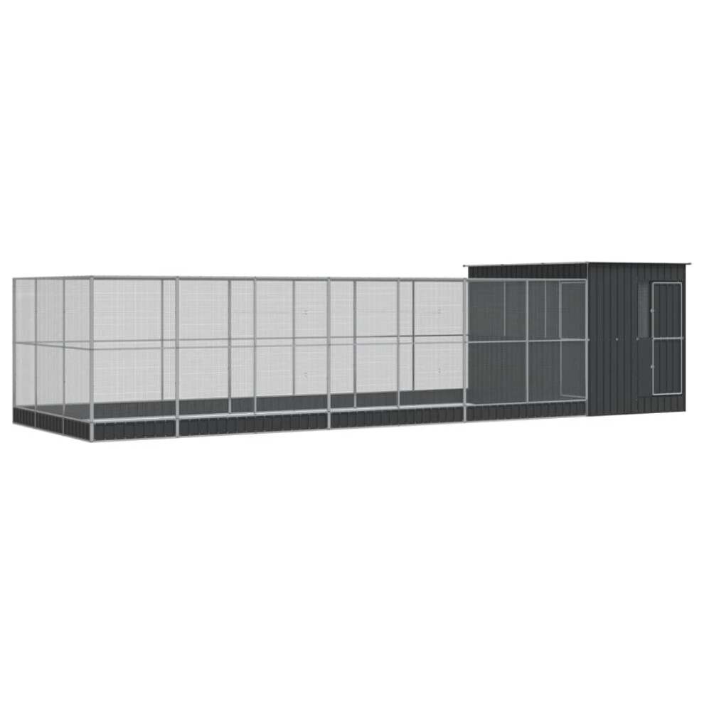 Vidaxl (911 X 303 X 216 Cm) Aviary With Extension Bird Cage Walk In Chicken Run Coop Silver Steel