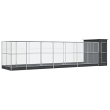 (830 x 203 x 216 cm) vidaXL Aviary with Extension Bird Cage Walk In Chicken Run Coop Silver Steel