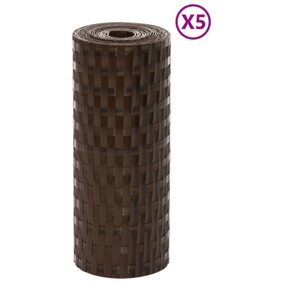 (brown and black, 5 pcs) vidaXL Balcony Screens Patio Privacy Screen 10 pcs Black 255x19 cm Poly Rattan