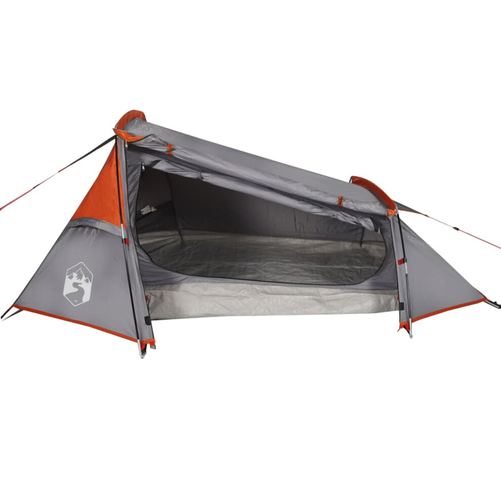 (grey and orange) vidaXL Camping Tent Tunnel 2-Person Lightweight Tent Dome Tent Waterproof