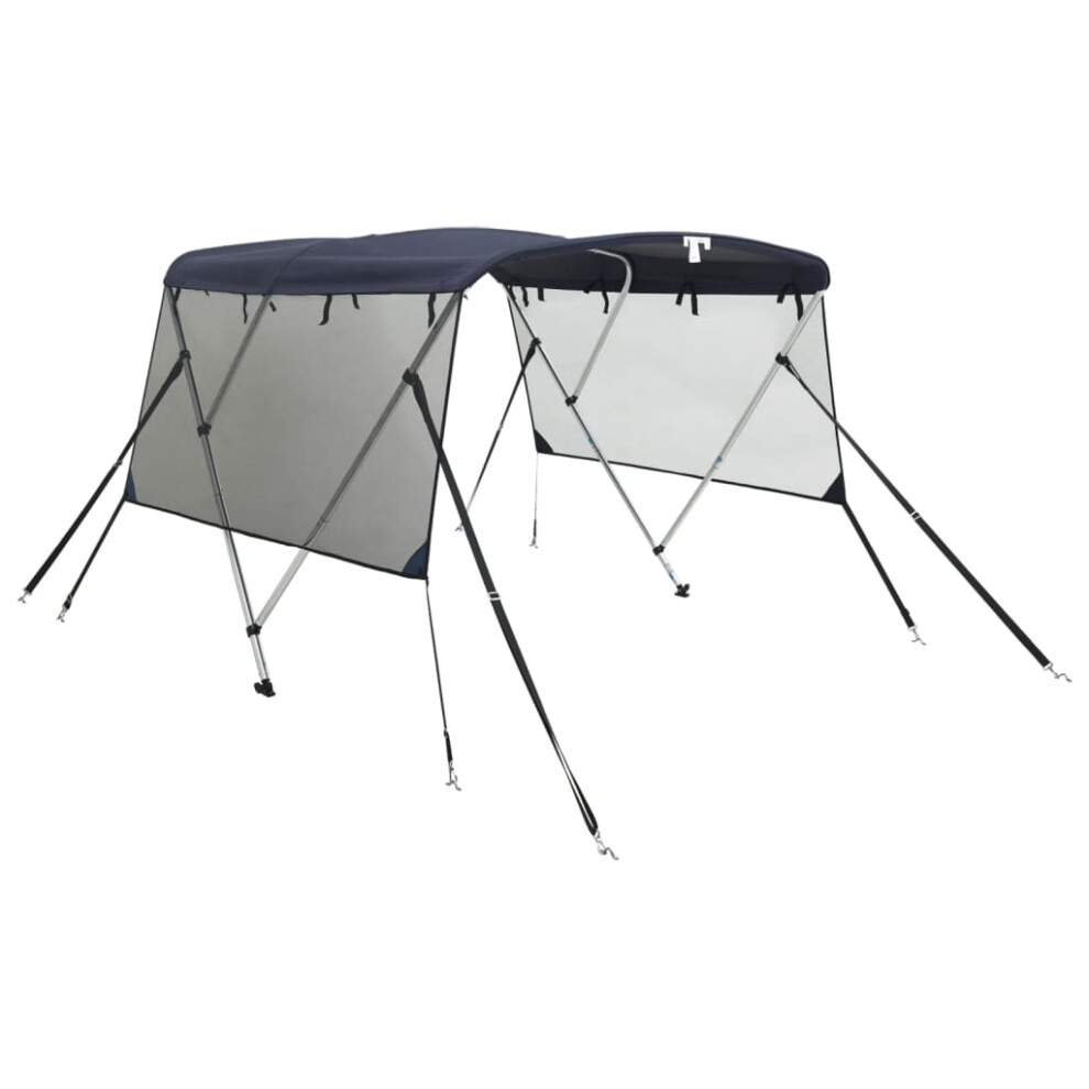 (blue And black, 185-198 cm) vidaXL 3-bow Bimini Top With Sidewalls UV-Proof Canvas Boat Canopy Awning