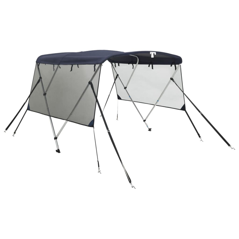 (blue and black, 154-167 cm) vidaXL 3-bow Bimini Top with Sidewalls UV-Proof Canvas Boat Canopy Awning