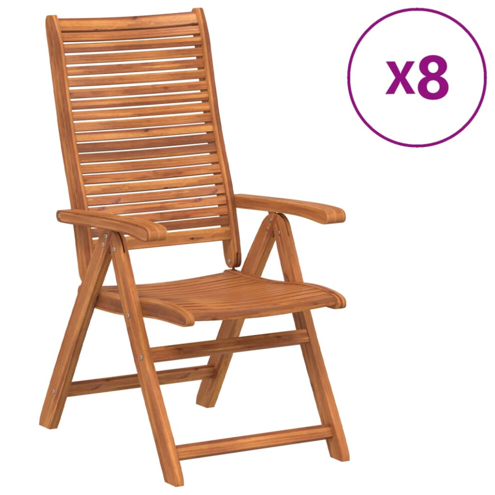 (8 pcs) vidaXL Reclining Garden Chairs Outdoor Chair Relax Armchair Solid Wood Acacia