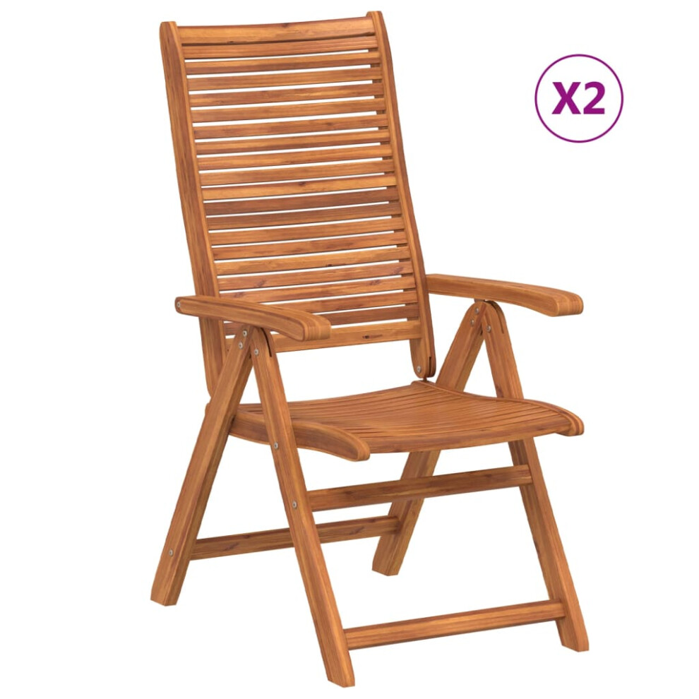 Vidaxl (2 Pcs) Reclining Garden Chairs Outdoor Chair Relax Armchair Solid Wood Acacia