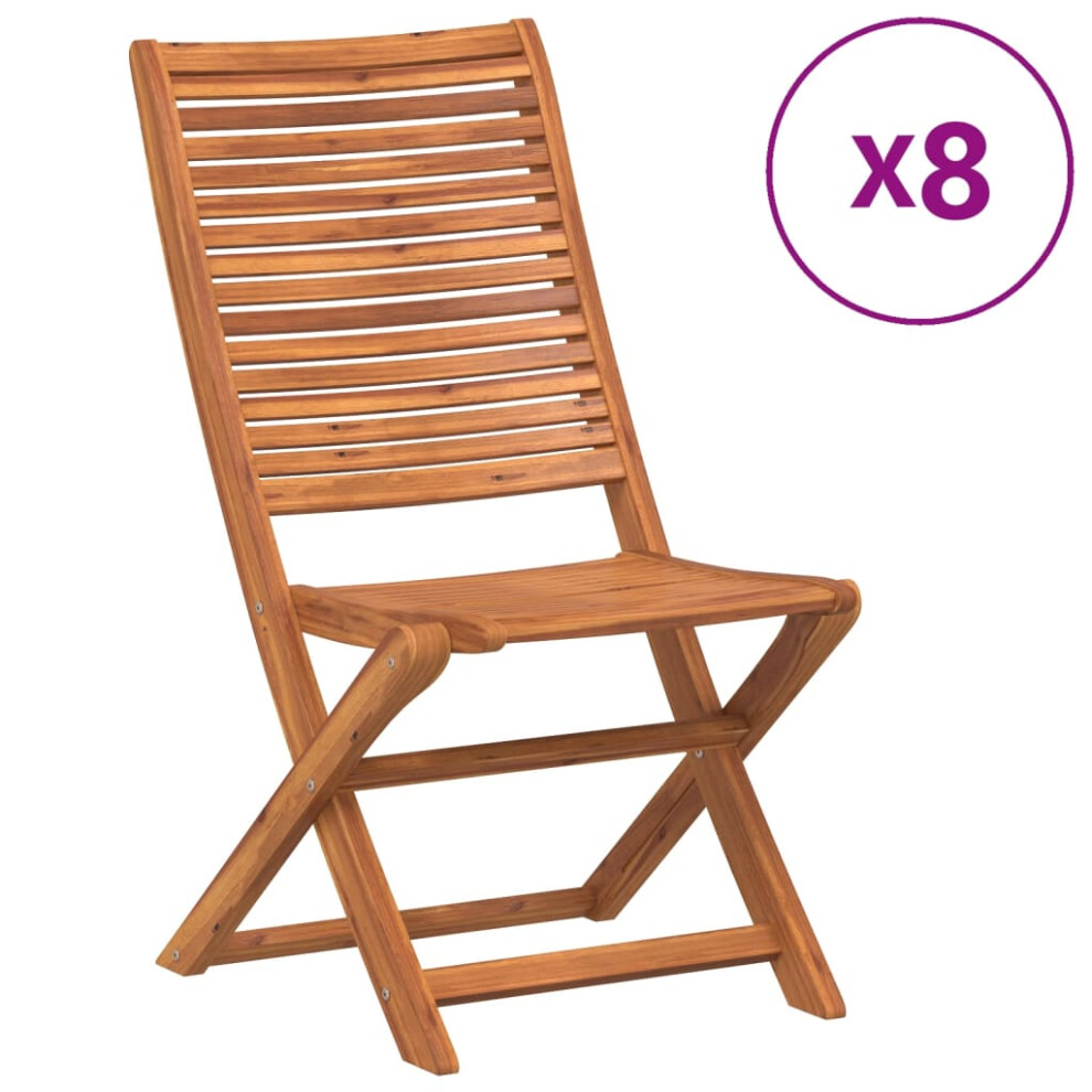 Vidaxl (Without Armrest, 8 Pcs) Folding Garden Chairs 6 Pcs Outdoor Dining Chair Solid Wood Acacia