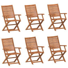 (With armrest, 6 pcs) vidaXL Folding Garden Chairs 6 pcs Outdoor Dining Chair Solid Wood Acacia