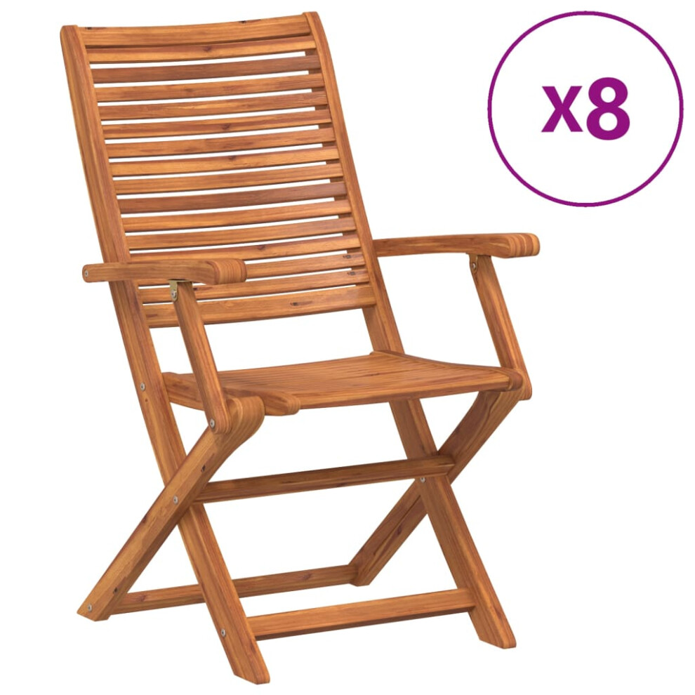 (With armrest, 8 pcs) vidaXL Folding Garden Chairs 6 pcs Outdoor Dining Chair Solid Wood Acacia