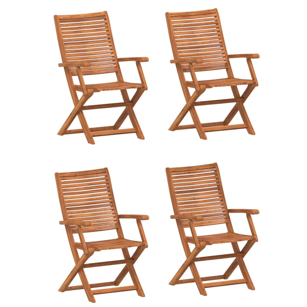 (With armrest, 4 pcs) vidaXL Folding Garden Chairs 6 pcs Outdoor Dining Chair Solid Wood Acacia