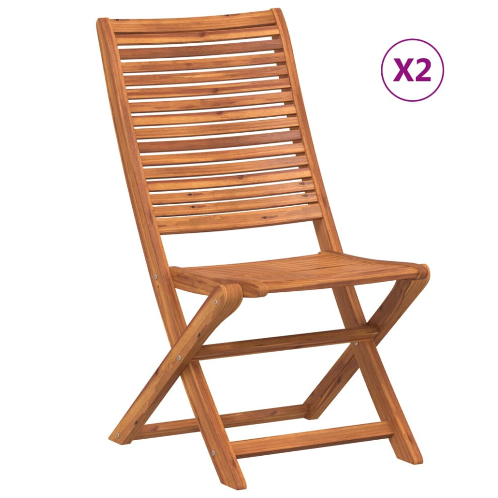 (Without armrest, 2 pcs) vidaXL Folding Garden Chairs 6 pcs Outdoor Dining Chair Solid Wood Acacia