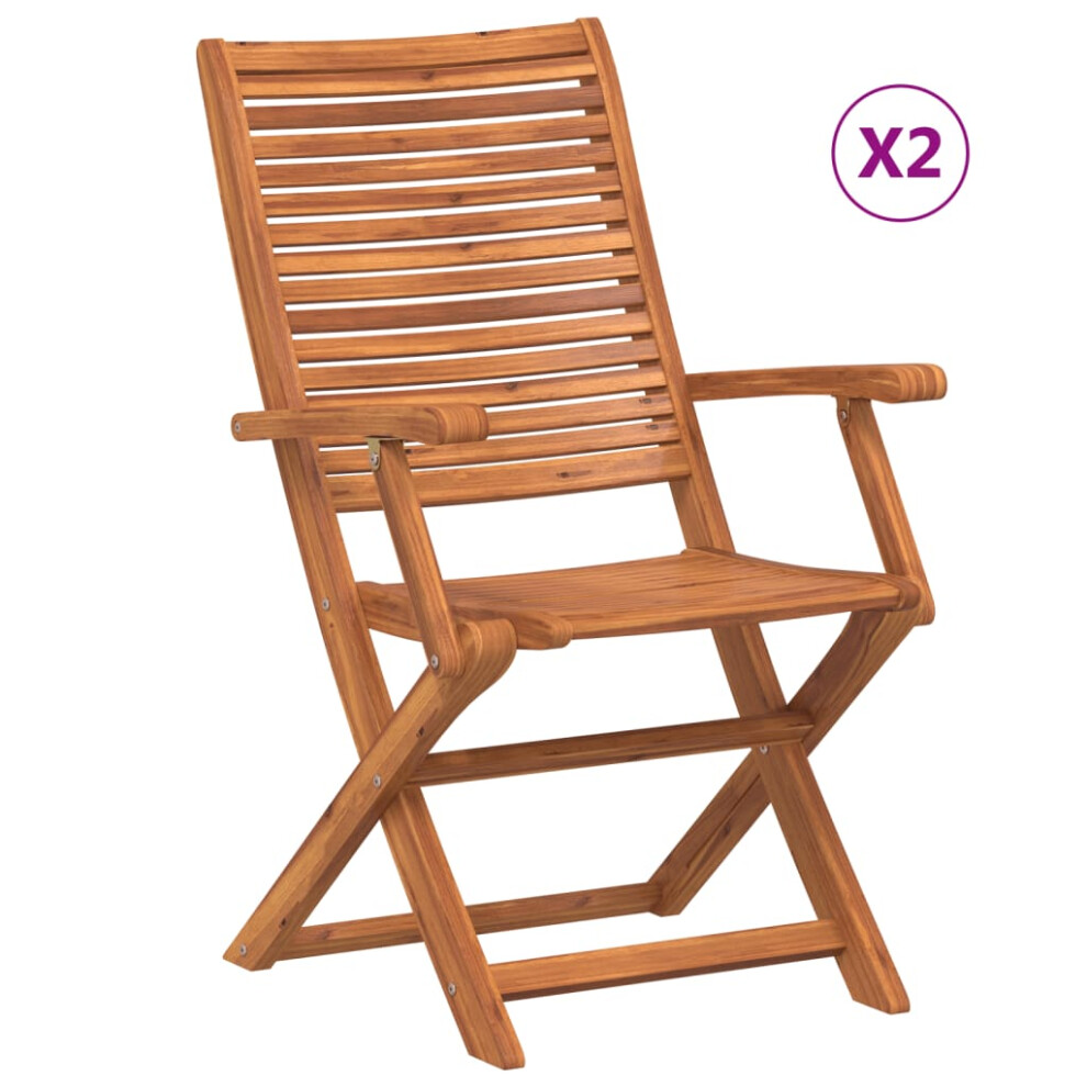 (With armrest, 2 pcs) vidaXL Folding Garden Chairs 6 pcs Outdoor Dining Chair Solid Wood Acacia