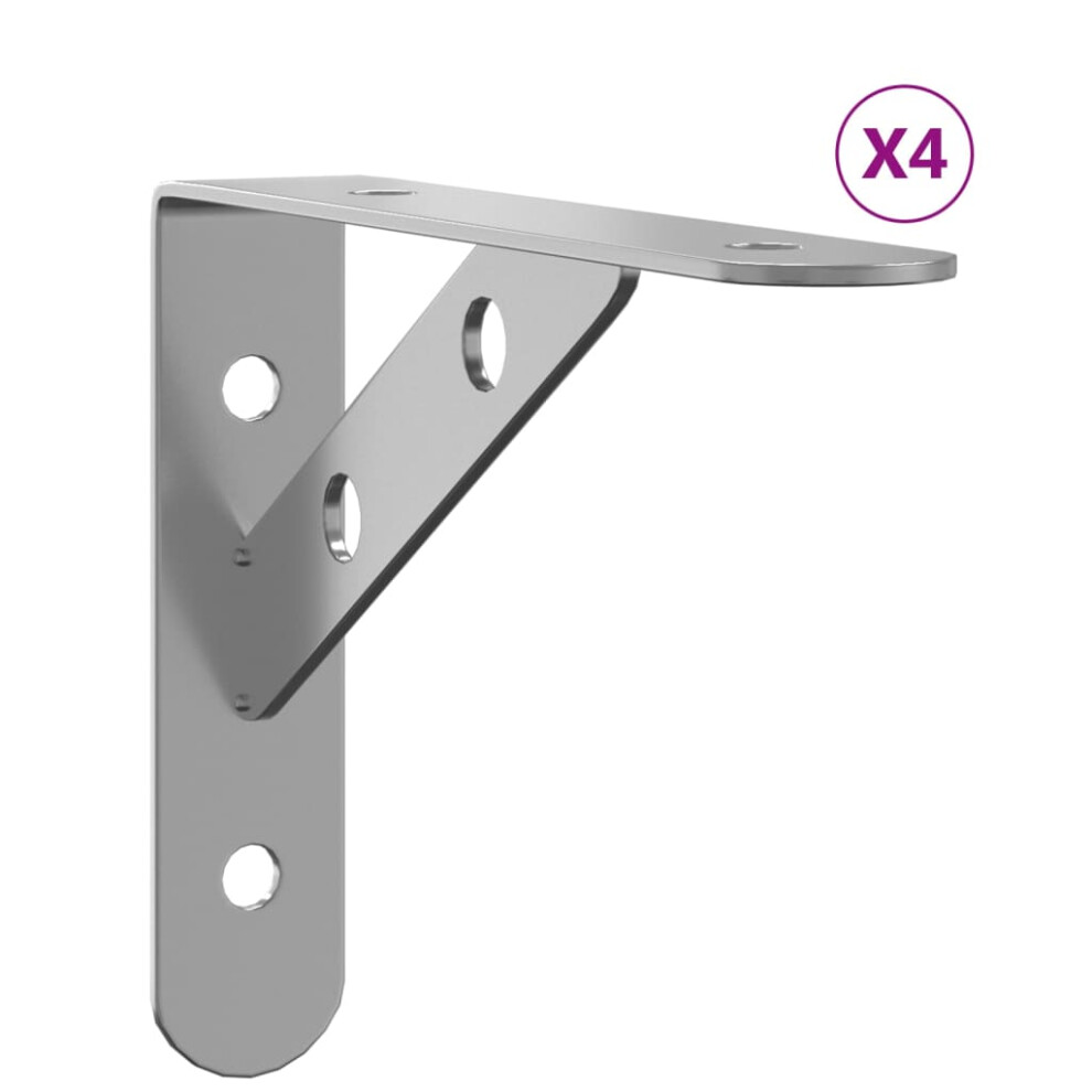 (silver, 15 x 2.5 x 11.5 cm) vidaXL Shelf Brackets Wall Mounted Shelf Support 4 pcs Silver Stainless Steel