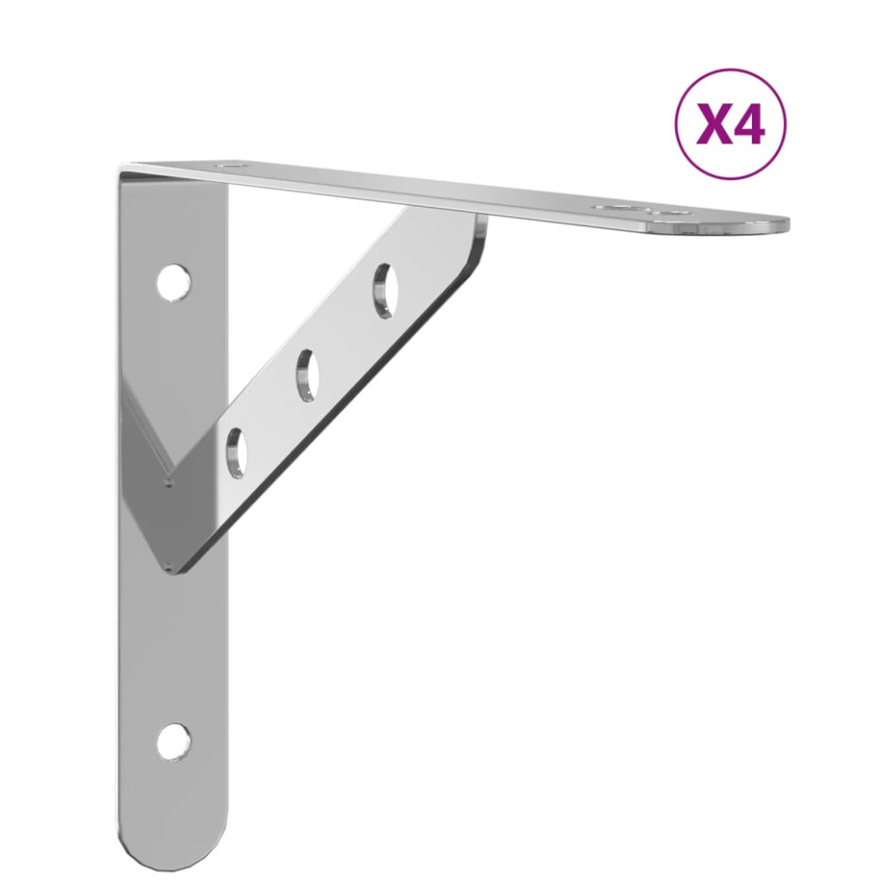 (silver, 23.5 x 2.5 x 15.5 cm) vidaXL Shelf Brackets Wall Mounted Shelf Support 4 pcs Silver Stainless Steel