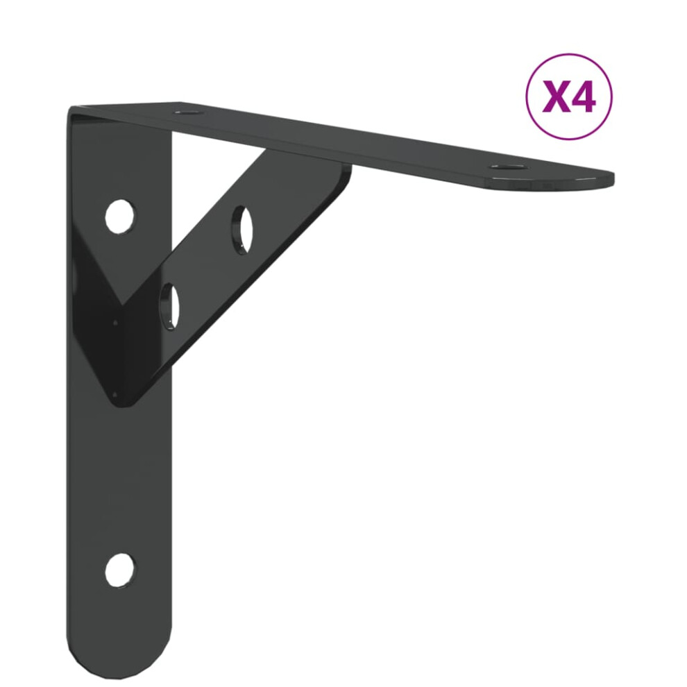 (black, 20 x 2.5 x 14 cm) vidaXL Shelf Brackets Wall Mounted Shelf Support 4 pcs Silver Stainless Steel